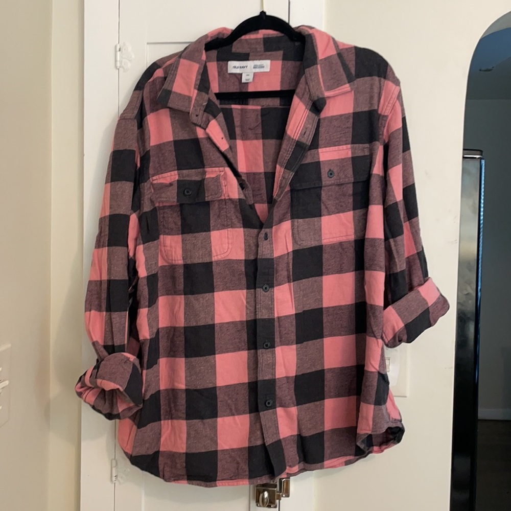 Pink and Gray Oversized Flannel (Men’s XXL)